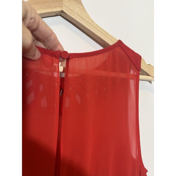 Anthropologie Maeve Lattice Neck Dress Red Size 10 Petite Fit Flare Zipper - Picture 11 of 14